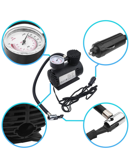 Mini Compressore ad Aria Portatile 12V da 250psi per Pneumatici Auto e Camper