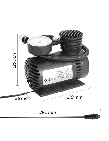 Mini Compressore ad Aria Portatile 12V da 250psi per Pneumatici Auto e Camper