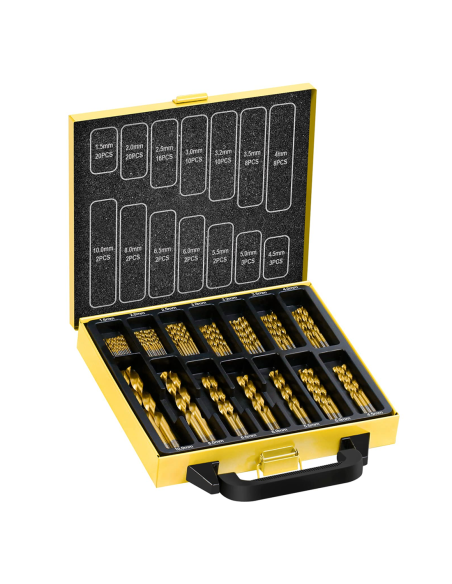 Set Punte per Trapano 100pz in Acciaio Anti Ruggine da 1,5 a 10mm con Valigetta