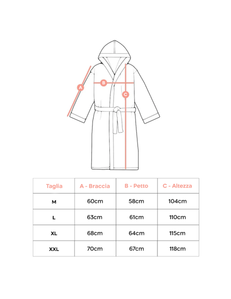 Accappatoio in Spugna Unisex SUPREMA per Adulti Cappuccio Tinta Unita con Tasche