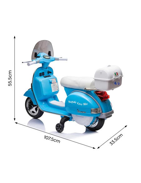 Moto Elettrica Scooter per Bambini LT960 Vespa PX150 Full Napoli con Bauletto
