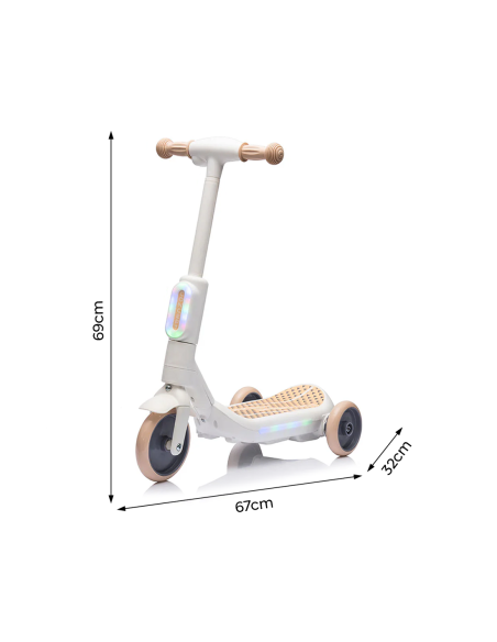 Monopattino Elettrico per Bambini LT983 Deluxe a 3 Ruote con Luci RGB Multicolor
