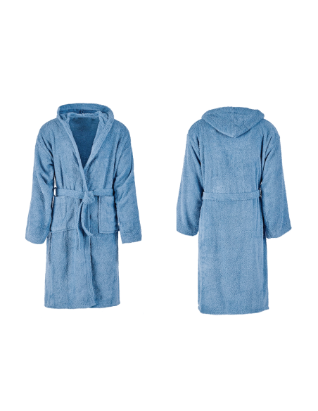 Accappatoio in Spugna Unisex SUPREMA per Adulti Cappuccio Tinta Unita con Tasche