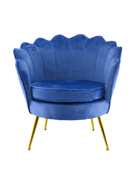 Poltrona Schienale a Conchiglia VENERE in Velluto Vintage Piedi Oro da Salotto