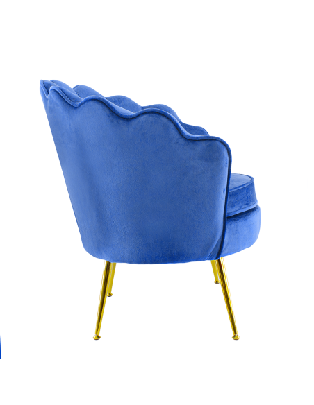 Poltrona Schienale a Conchiglia VENERE in Velluto Vintage Piedi Oro da Salotto