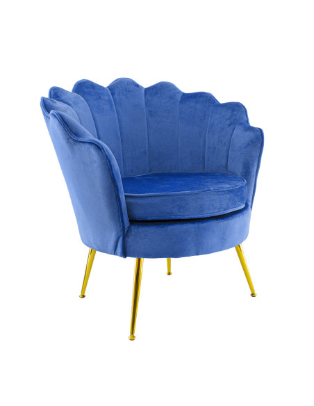 Poltrona Schienale a Conchiglia VENERE in Velluto Vintage Piedi Oro da Salotto