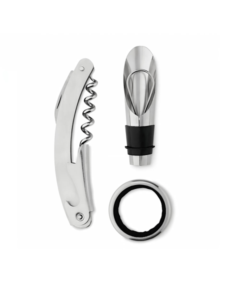 Porta Bottiglie di Vino in Eco Pelle da 4 Posti con Accessori Apri Bottiglia