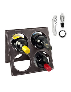 Porta Bottiglie di Vino in Eco Pelle da 4 Posti con...