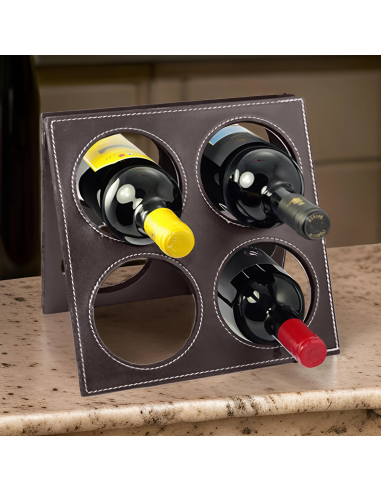 Porta Bottiglie di Vino in Eco Pelle da 4 Posti...