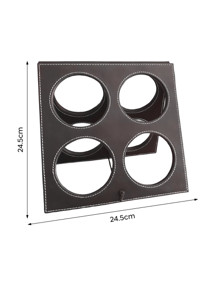 Porta Bottiglie di Vino in Eco Pelle da 4 Posti con Accessori Apri Bottiglia