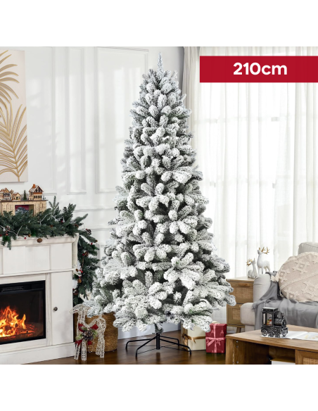 Albero di Natale CORTINA Innevato 210H 655 Rami Effetto Neve Base in Metallo