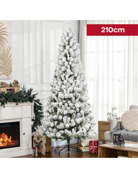 Albero di Natale MONTEROSA Innevato 210H 882 Rami Effetto Neve Base in Metallo