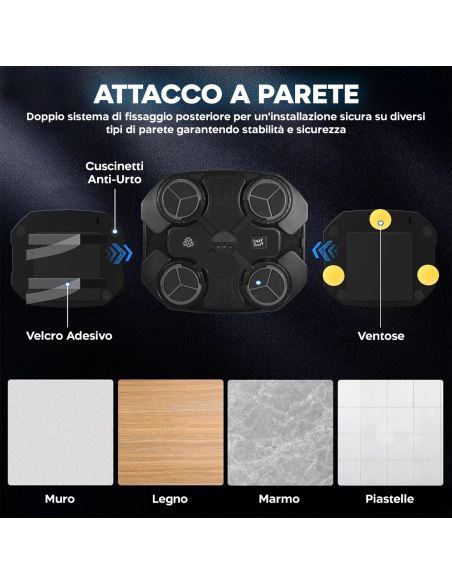 Macchina da Boxe Musicale per Bambini con Bluetooth Luci RGB Suoni con Guantoni