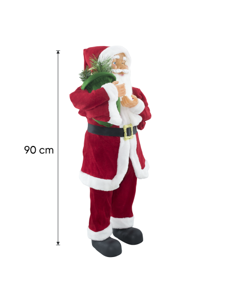 Babbo Natale Abito Rosso e Bianco 144409 Addobbo Natalizio Decorazione da 90H cm