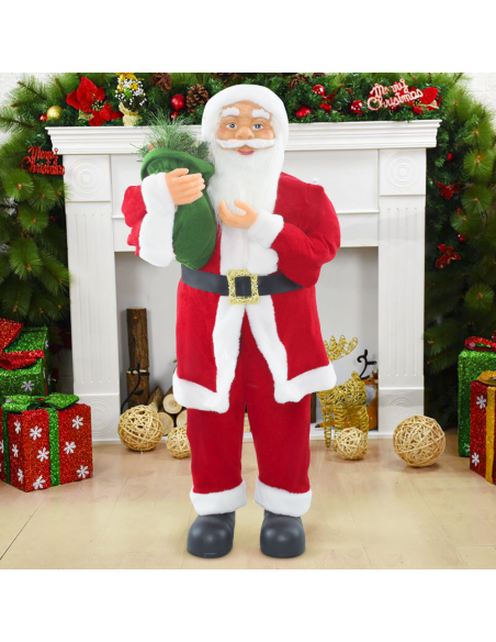 Babbo Natale Abito Rosso e Bianco 144409 Addobbo Natalizio Decorazione da 90H cm