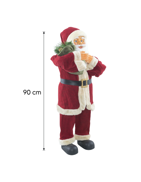 Babbo Natale Abito Rosso e Crema 144411 Addobbo Natalizio Decorazione da 90H cm