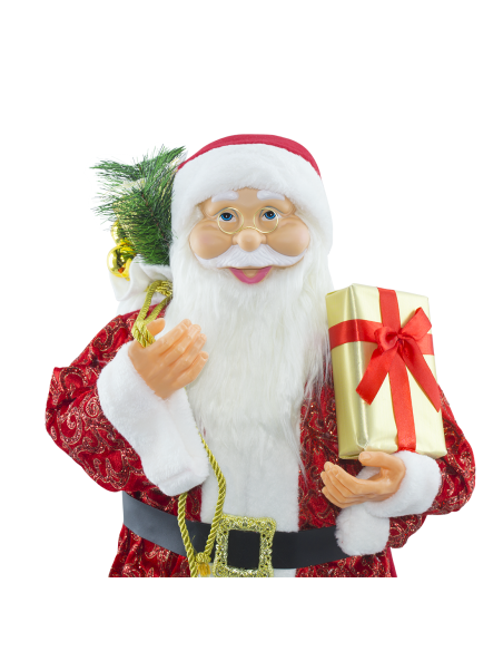 Babbo Natale Abito Rosso con Glitter 144416 Addobbo Natalizio Decorazione 90H cm