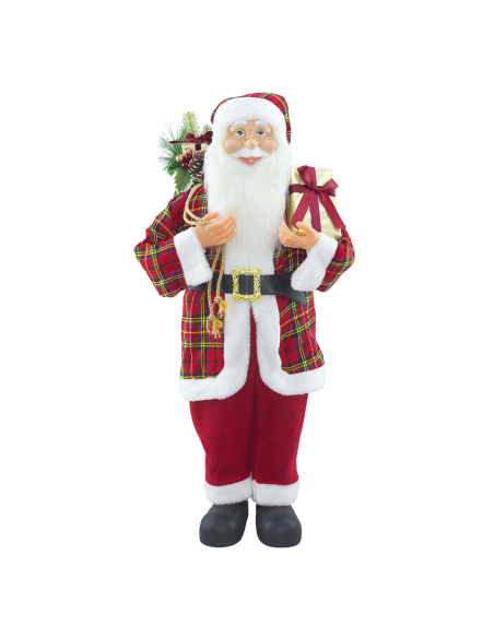 Babbo Natale con Abito Scozzese 144418 Addobbo Natalizio Decorazione da 90H cm