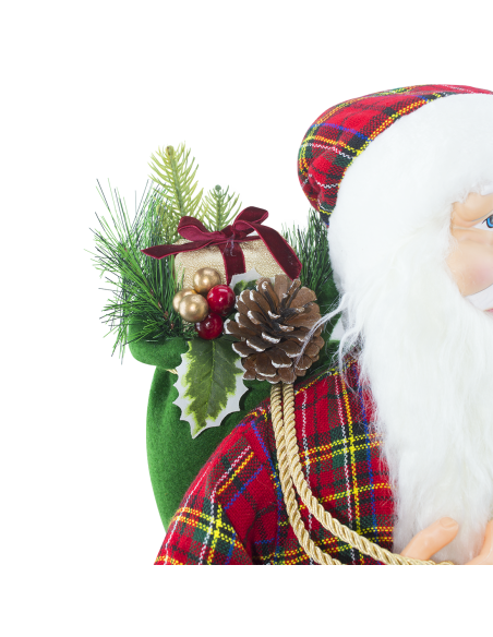Babbo Natale con Abito Scozzese 144418 Addobbo Natalizio Decorazione da 90H cm