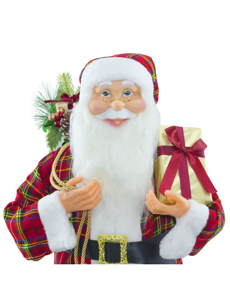 Babbo Natale con Abito Scozzese 144418 Addobbo Natalizio Decorazione da 90H cm