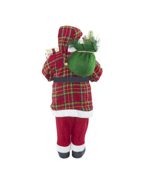 Babbo Natale con Abito Scozzese 144418 Addobbo Natalizio Decorazione da 90H cm