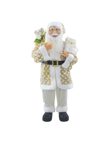 Babbo Natale Abito Crema con Glitter 144494 Addobbo Natalizio Decorazione 90H cm