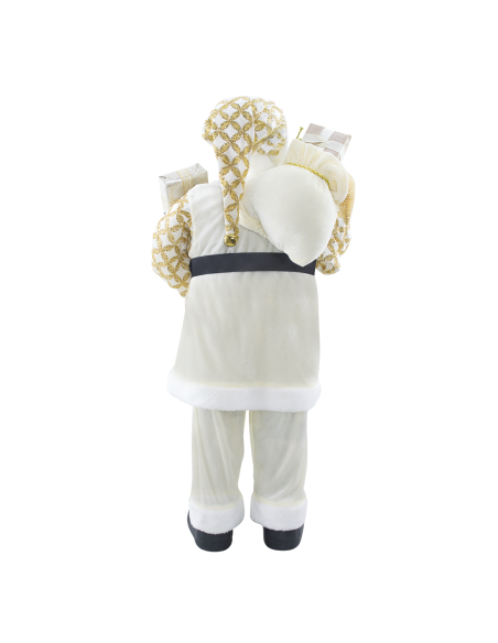 Babbo Natale Abito Crema con Glitter 144494 Addobbo Natalizio Decorazione 90H cm