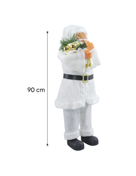 Babbo Natale con Abito Bianco 144506 Addobbo Natalizio Decorazione 90H cm