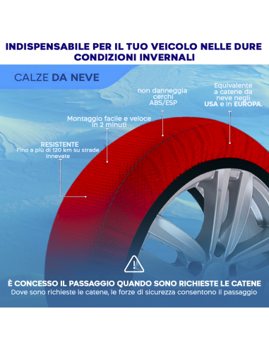 Set 2 Catene da Neve in Tessuto kit Calze...