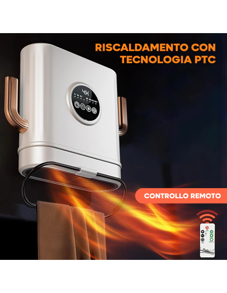 Termoconvettore Elettrico 2600W Stufa Portatile Funzione Calore e Ventilazione