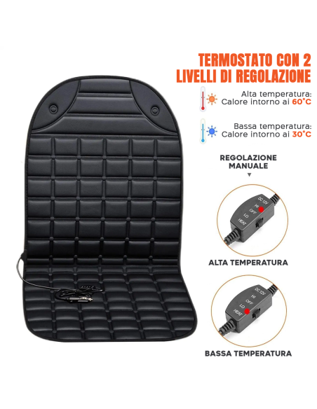 Copri Sedile Auto Riscaldante Universale con 2 Livelli di Regolazione del Calore