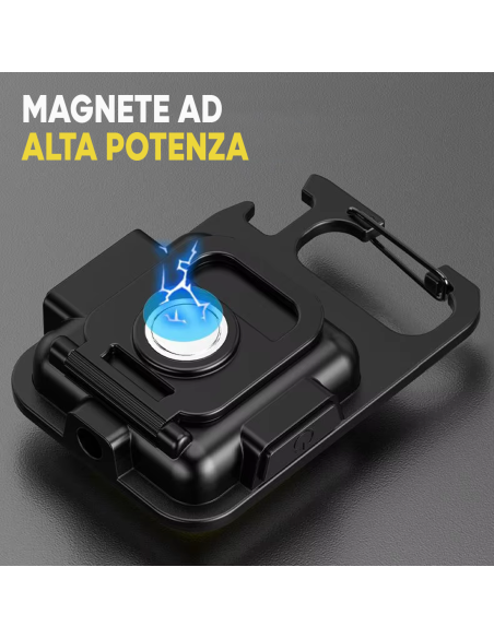 Mini Torcia LED Portachiavi Portatile Multifunzione con Magnete e Apribottiglie