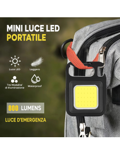 Mini Torcia LED Portachiavi Portatile Multifunzione con... 2