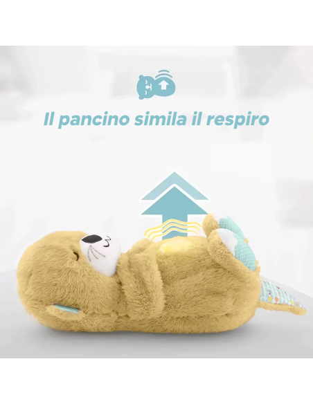 Peluche Lontra Respiro con Musica e Luci Rilassante per Dormire Bambini Neonati