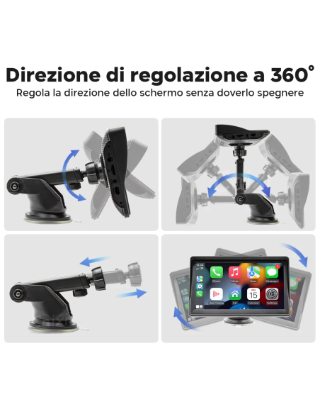 CarPlay Schermo per Auto 7'' con Supporto GPS FM Bluetooth Wireless Android iOS