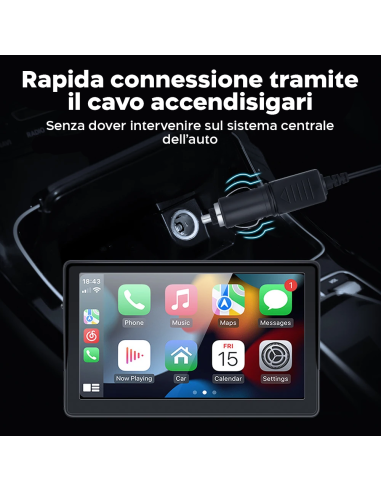 CarPlay Schermo per Auto 7'' con Supporto GPS...