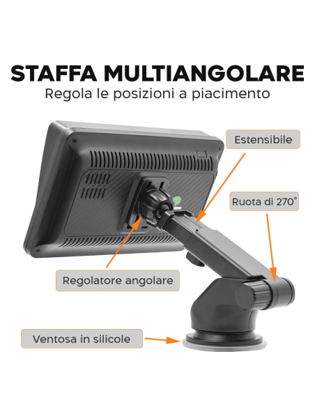 CarPlay Schermo per Auto 7'' con Supporto GPS FM Bluetooth Wireless Android iOS