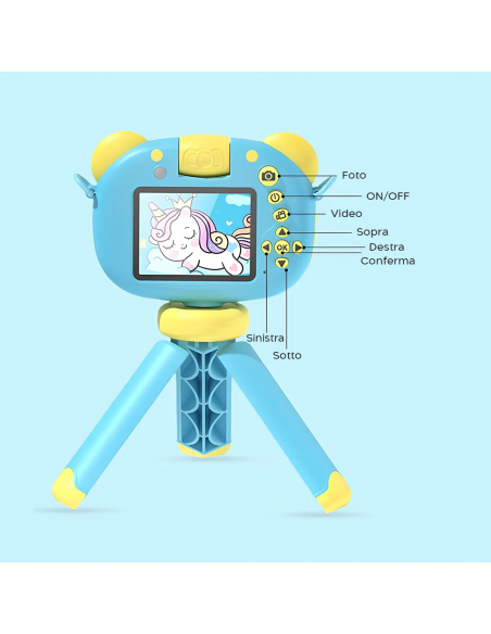 Macchina Fotografica Digitale per Bambini con Treppiedi Foto e Video con Audio