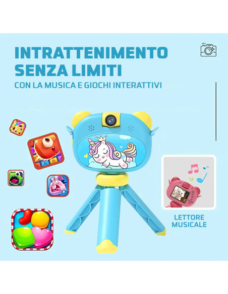 Macchina Fotografica Digitale per Bambini con Treppiedi Foto e Video con Audio