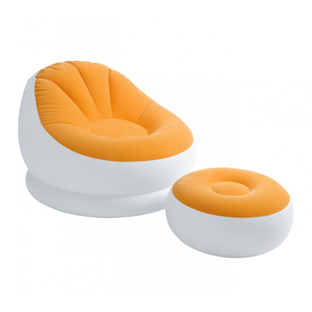 68572 Poltrona relax gonfiabile Intex con poggiapiedi tessuto floccato 3 colori