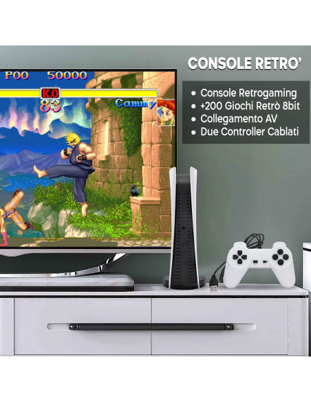Console per Videogiochi Retrò per TV 200 Giochi Inclusi con 2 Controller Cablati