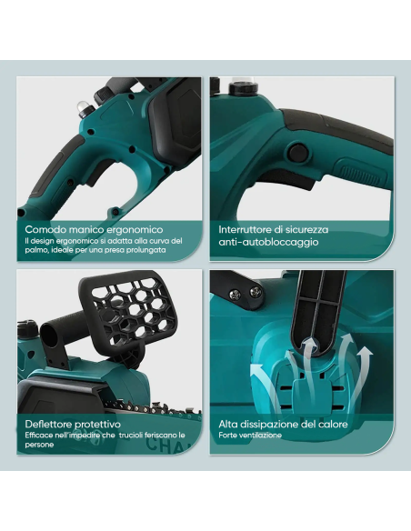 Motosega a Batteria 3980W Lama da 12" Pollici Doppia Batteria 21V con Valigetta