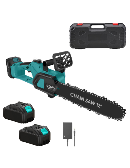 Motosega a Batteria 3980W Lama da 12" Pollici Doppia Batteria 21V con Valigetta