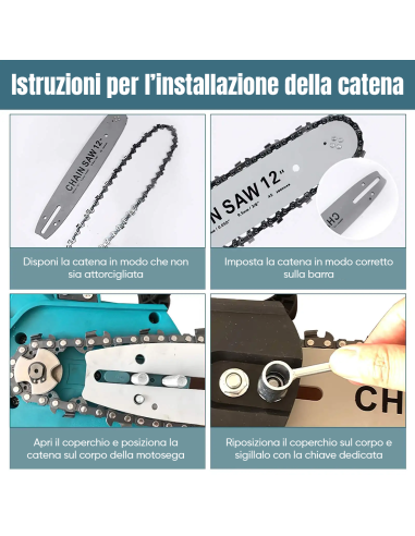 Motosega a Batteria 3980W Lama da 12" Pollici...