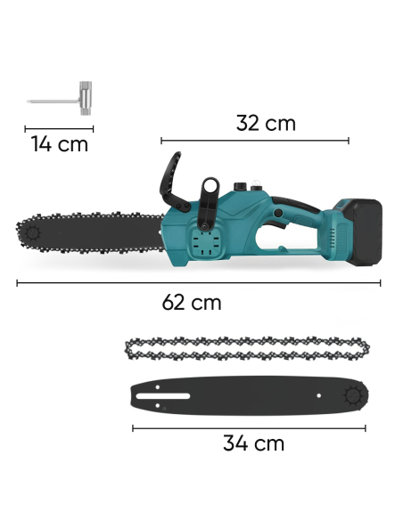 Motosega a Batteria 3980W Lama da 12" Pollici Doppia Batteria 21V con Valigetta