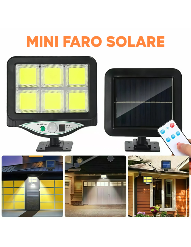 Mini Faro con Pannello Solare da 128 LED con...