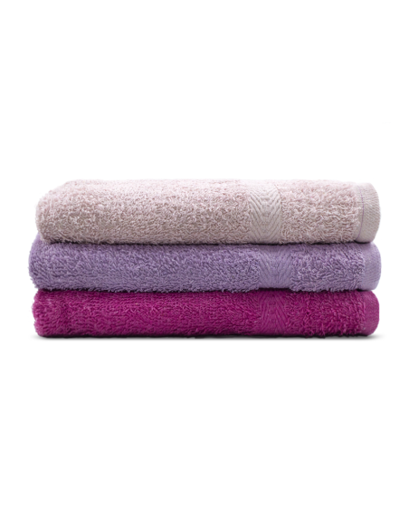 Set Asciugamani da Bagno 3 Viso + Ospite Tinta Unita Vari Colori 100% Cotone