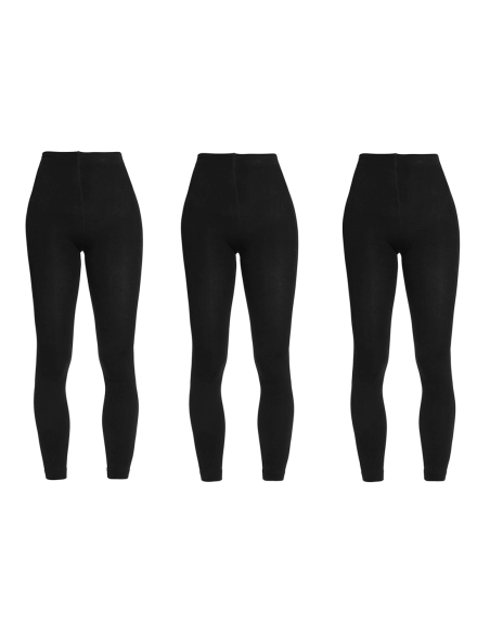 Pack 3 Leggings Calzamaglia Coprenti Neri 380 Den Interno Felpato Taglia Unica