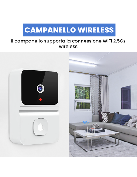 Campanello Intelligente Wi-Fi e Bluetooth Audio Bidirezionale Controllo con APP