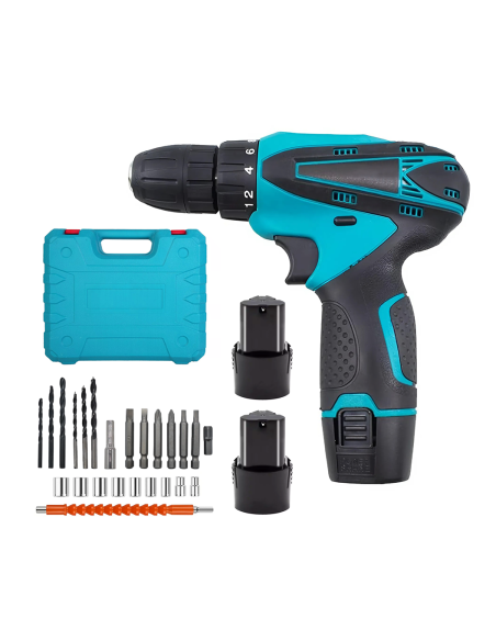Trapano Avvitatore a Batteria 12V con Doppia Batteria Ricaricabile e Luce LED